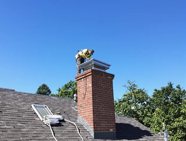 Melbourne Chimney Sweep technician measuring a chimney cap in Melbourne, FL