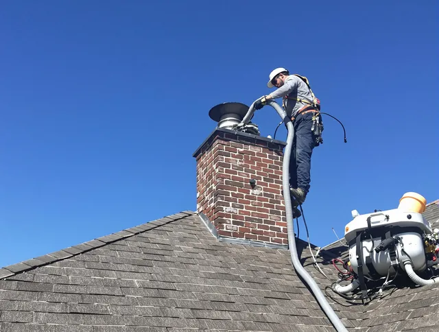 Dedicated Melbourne Chimney Sweep team member cleaning a chimney in Melbourne, FL