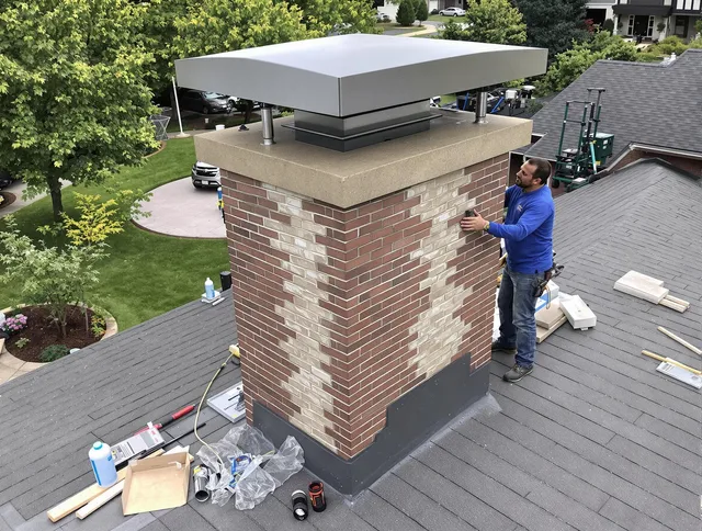 Melbourne Chimney Sweep team working on a custom chimney remodel in Melbourne, FL