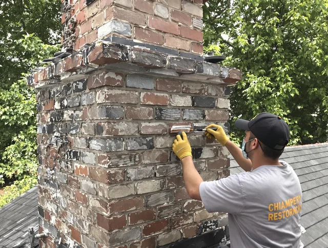 In-progress chimney restoration by Melbourne Chimney Sweep in Melbourne, FL